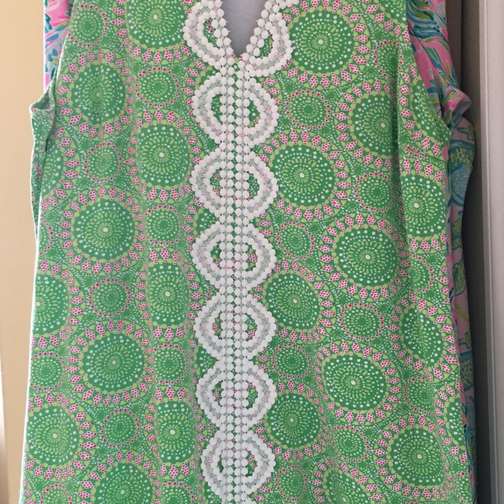 Crown & Ivy beautiful green, pink and white dress.